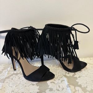 Zara black suede high heeled shoes
